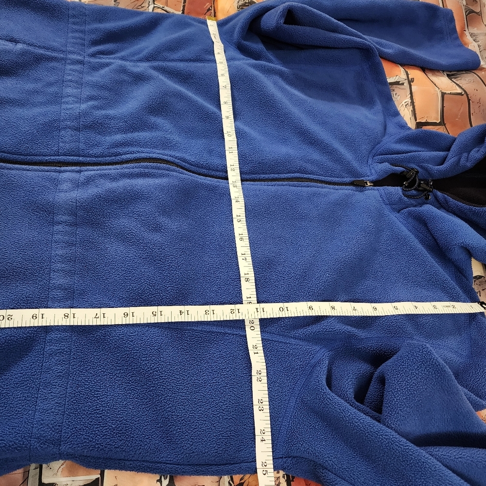 Land's End Hooded Fleece Coat Jacket Plus Women's XL 18-20 Blue Black - Picture 13 of 14